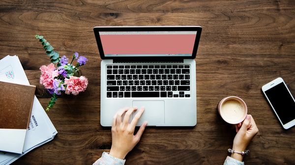 Coffee and a laptop.