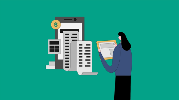 An accounting ledger printing out white graphing paper
